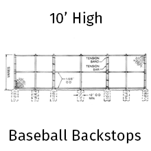 10ft Unassembled Straight Baseball Backstops