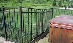 Aluminum fence around hot tub