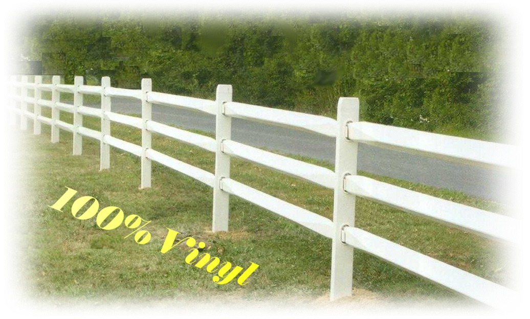 vinyl split rail fence in a field