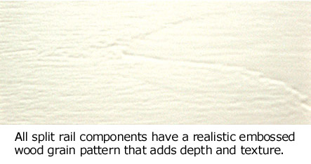 vinyl split rail fence wood grain texture