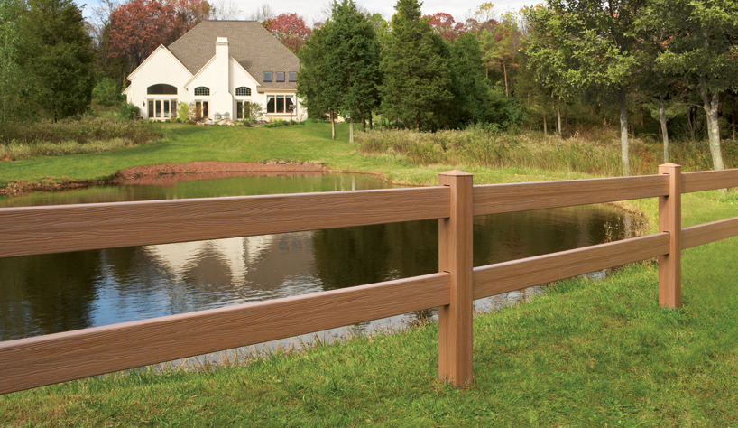 Bufftech CertaGrain Wood Texture Two Post and Rail Vinyl Fence